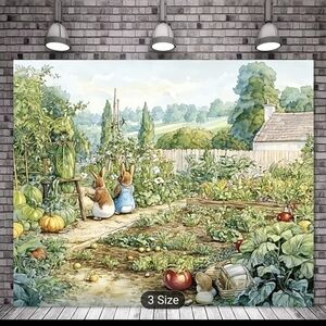 Charming Garden Scene Wall Art Photo backdrop Peter Rabit Inspired